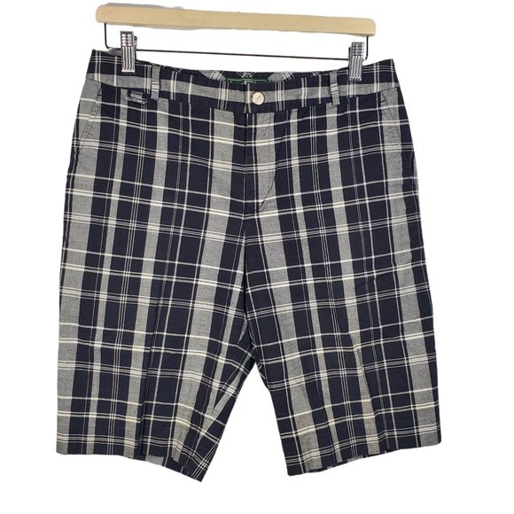 LRL Lauren Active Bermuda Shorts Plaid Golf Academia Grunge Punk Flat-Front - Picture 1 of 5